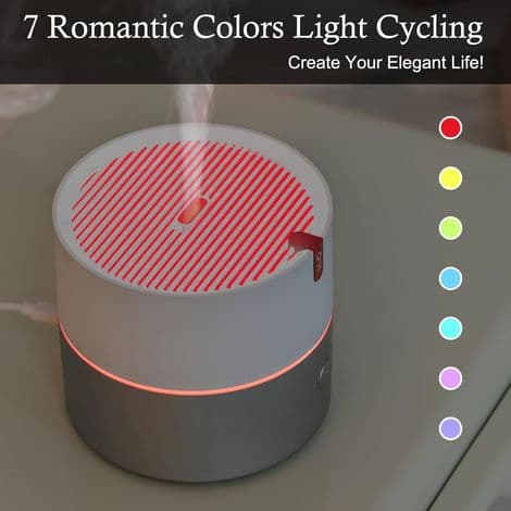 Æterisk Olie Diffuser, 230ml USB Aromaterapi Diffuser, Omgivende Luftfugter med 7 LED Farver til Soveværelse, Hjem, Yoga, Kontor
