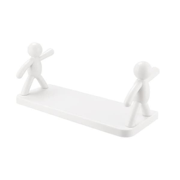 Wall Mounted Shelf Hole-Free Installation Small Doll Shape Large Capacity Plastic Stable Load-Bearing Storage Shelf Gray