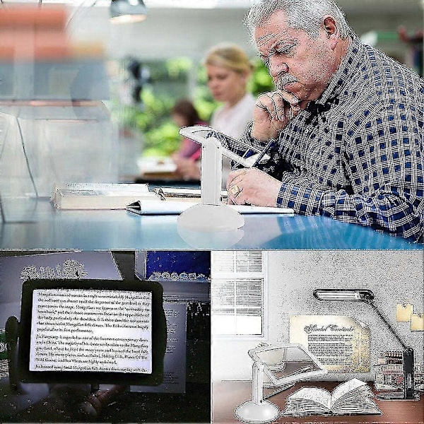 3x Rektangulær Forstørrelsesglas Med LED-lys