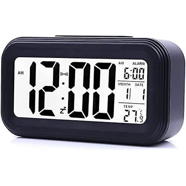 Digital Alarm Clock Morning,silent Battery Operated Large Led Display Temperature Calendar(black)