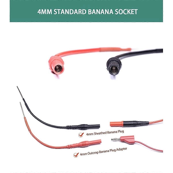 2 ST Flexibla Skedformade Mätprober, Mätstift Kompatibla med 4mm Banankontakt Testkablar för Fordon