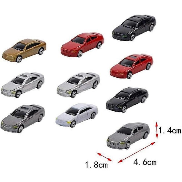 10-pack 1/87 Mini Modellbilar Målade Bilmodeller Bygg Tåglandskap Bygg Tåglayout Set Mod