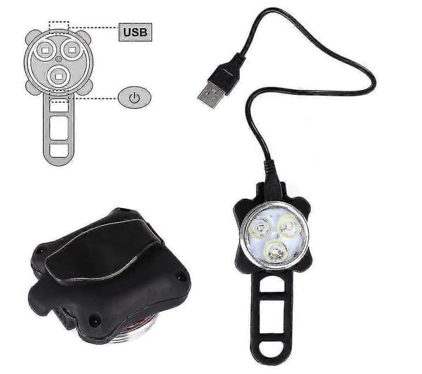 LED-cykellampor, USB-uppladdningsbart cykellampset Vattentätt Fram- och Bakljusset