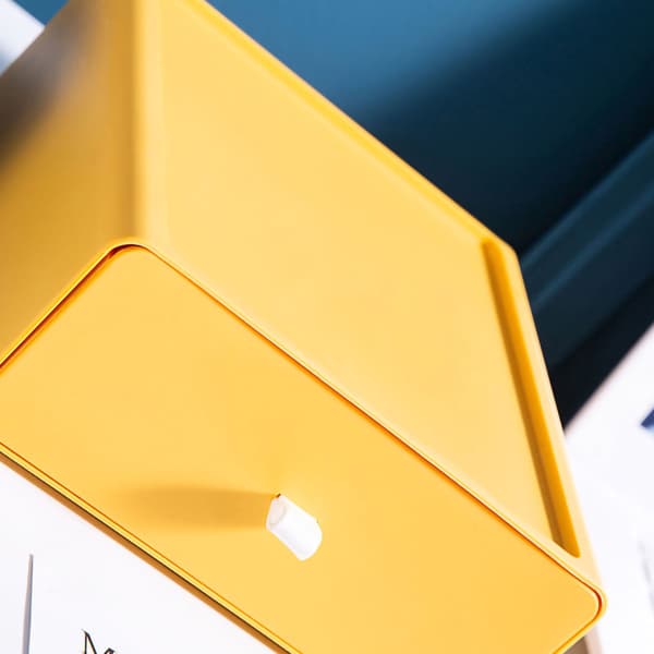 Desktop Storage Box with Drawer Design, Strong Bearing Capacity, Stackable Desktop Organizer for Stationery, Yellow