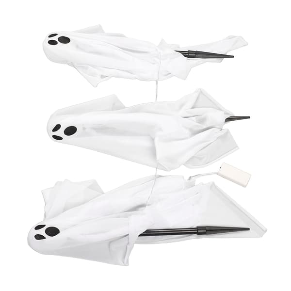 Luminous Ghost Stakes White Halloween LED Lawn Decorations Plastic Fabric Ghosts for Outdoor Yard Garden Kit