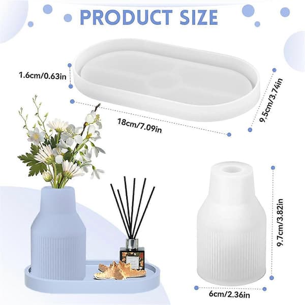Silikonform för vas, silikonform vas, epoxihartsformar blomvas gjutformar silikonvas, D