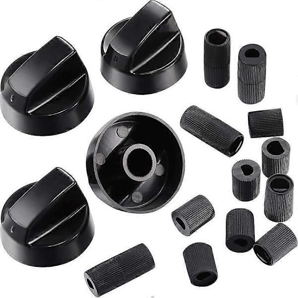 Generisk Design Komfur/Ovn Kontrolknap Pakke Universelle Kontrolknapper med 12 Adaptere (Sort)