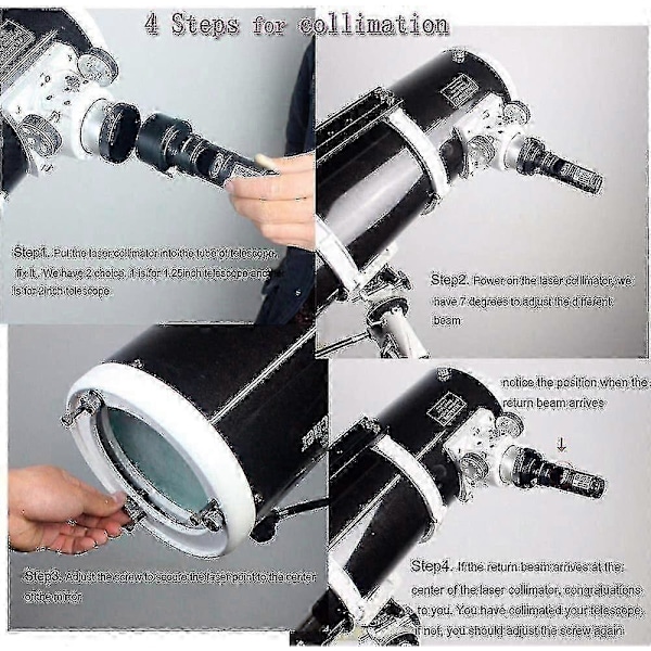 2024 1,25 tommer Teleskop Laser Collimator, Kalibrator med 2' Adapter til Newtoniansk Reflekterende Teleskop Kollimation