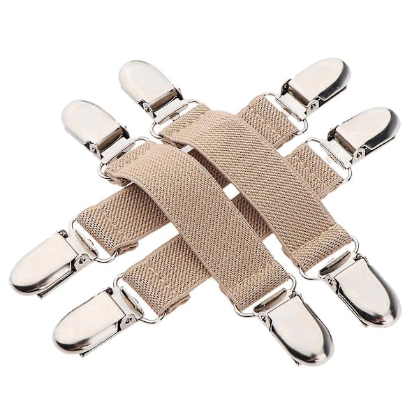 Hanske-klips i rustfritt stål med elastisk stropp for barn småbarn beige