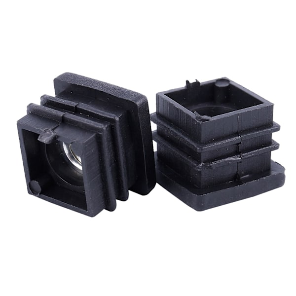 Kvadratiske rør-ender, innleggsplugger med M8-gjenger, 20x20mm, 20 stk, svart