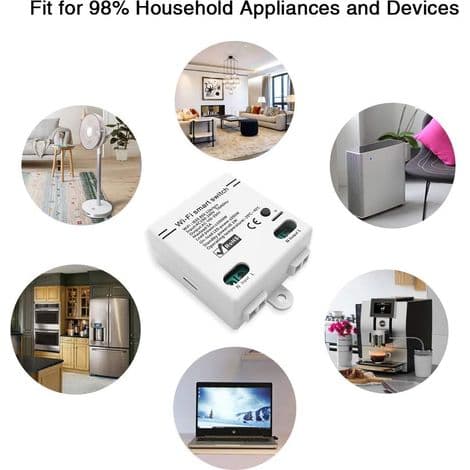 2.4G WiFi Smart Switch – Stemmestyring – Programmerbar Timer – Kompatibel med Alexa og Google Assistant – Fjernbetjening