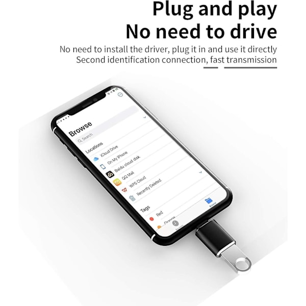 Lightning Hann til USB3.0 Hunn Adapter OTG Kabel for iPhone 12 11 Xr X XS 8 7 Plus Max Kompatibel med iPad Air Pro Mini, Støtter Kamera Kortleser M