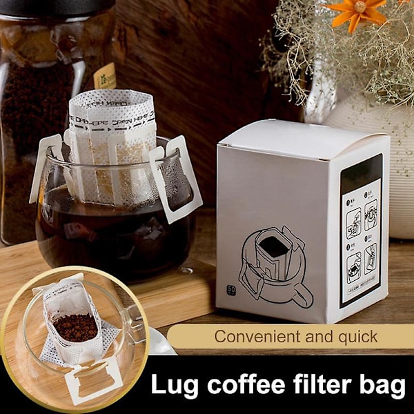50 st/ask Droppkaffe Påse Engångs Stor Kapacitet Livsmedelsklass Hängande Öra Droppkaffe Påse för Camping