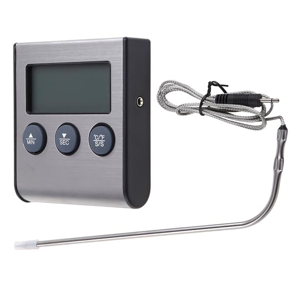Digital Kökstermometer LCD-Display Lång Sond för Grill Ugn Mat Kött Matlagning Alarm Timer Mätverktyg
