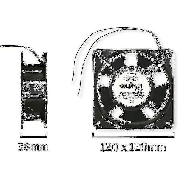 Højtemperatur Axial Blæser Til Pejs - Indsættelig, Metalblade, Lydløs, Universal (120 X 120 X 38mm)
