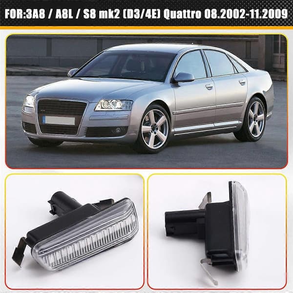 1 par blinkande gula LED sidomarkeringsblinkers för A8 A8L S8 4E0949127,4E0949128