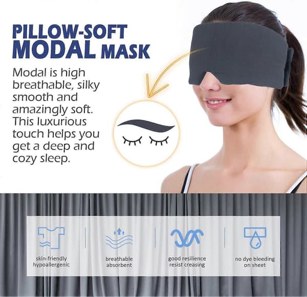 Sovmask - Modal Sovmask för män och kvinnor, mörkläggande sovmask