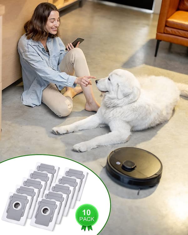 10 Støvsugerposer til iRobot Roomba I7 I7+ I3 I3+ I4 I4+ I6 I6+ J7 J7+ I8 I8+ S9 S9+ E5 E6 E7 Clean Base, Tilbehørsudskiftning Støvsugerpose