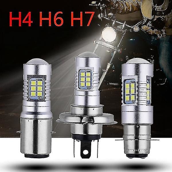 2 stk Motorsykkel 3030 21smd LED Hovedlys Hodelys Pære 1200lm Hvit 21w - H6 Dobbel Klo H