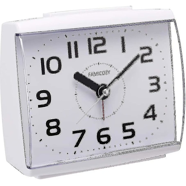 Analogue Alarm Clock For Elderly,quiet Non Ticking With Snooze And Backlight,crescendo Loud Alarm,big Numbers For Easy Reading,battery Operated,white