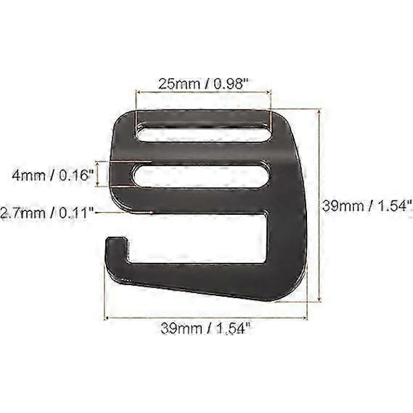 Metalliset G-koukut, Webbing-soljet, G-koukku-aaltolukko, säädettävät liukusoljet, reppujen hihnoille, 2 kpl