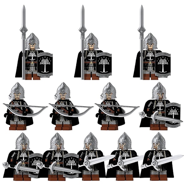 12 st Medeltida Figurer Antik Romersk Minifigur Riddare Soldat Actionfigur Byggklossleksaker Barnleksak