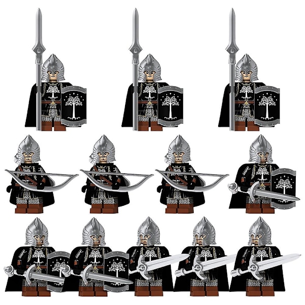 12 stk Middelalderfigurer Antikk Romersk Minifigur Ridder Soldat Actionfigur Byggeklosser Lekebarn