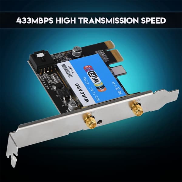 Dualband 2.4G/5G PCIe Network Card with 433Mbps Speed for Desktop Computer