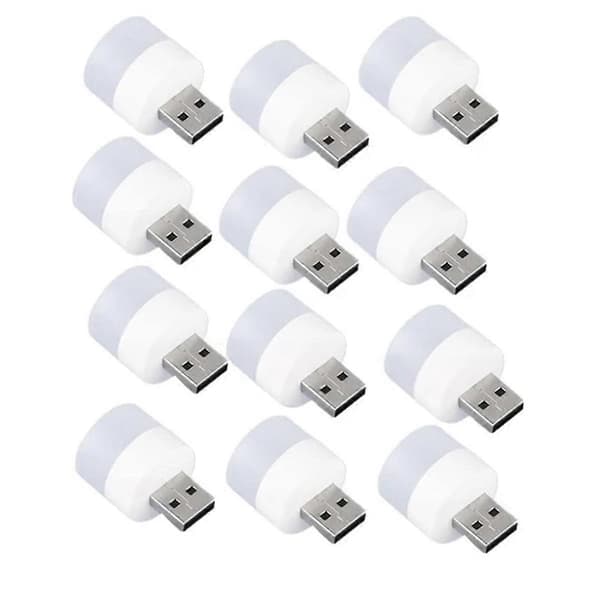 12 stk. Mini USB Plugg Lampe 5V Super Sterkt Øyebeskyttelse Boklys Datamaskin Mobil Strømlading U