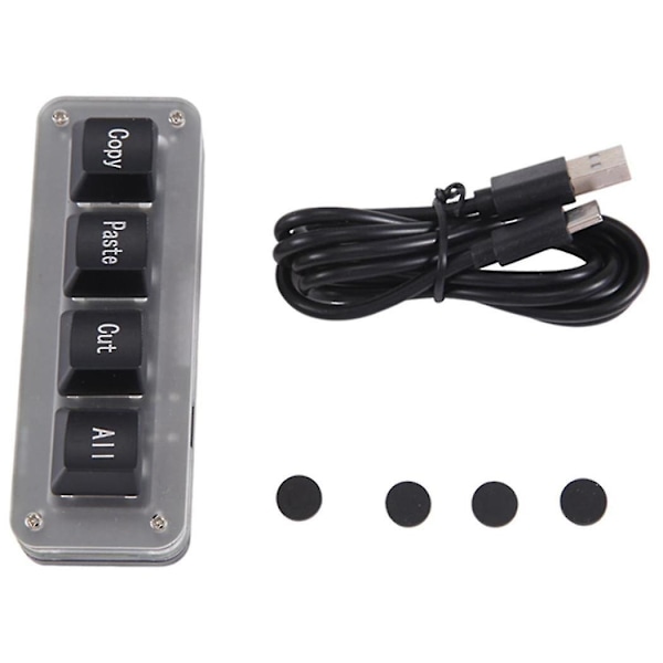 Mini 4-knapps Select Copy Paste Cut All Makro Pad Snarvei Enhånds Tastatur Rgb Gaming Mekanisk Tastatur Osu Nøkkel