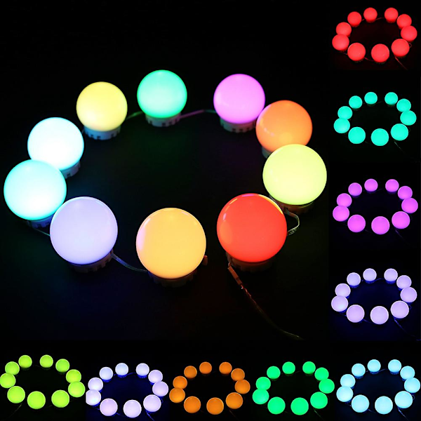 USB 10LED Färgglada Spegellampor Sminklampa med Fjärrkontroll för Fest Bar Bröllop