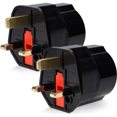 2x UK Pluggadapter - Schuko Type G - Frankrike til UK Plugg - Kompakt Reiseplugg - Kompatibel med Flere Land
