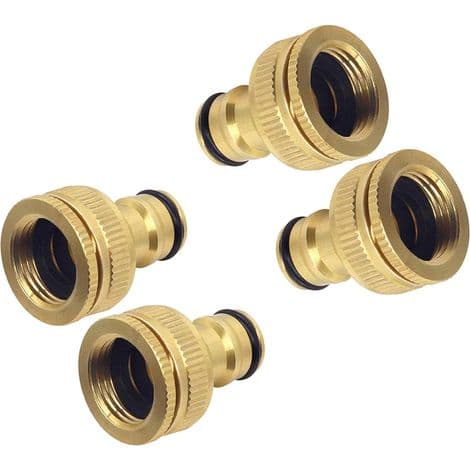 Solid messing hageslangekobling – 1/2\" og 3/4\" gjenget adapter – Rustfri – Rask, verktøyfri tilkobling