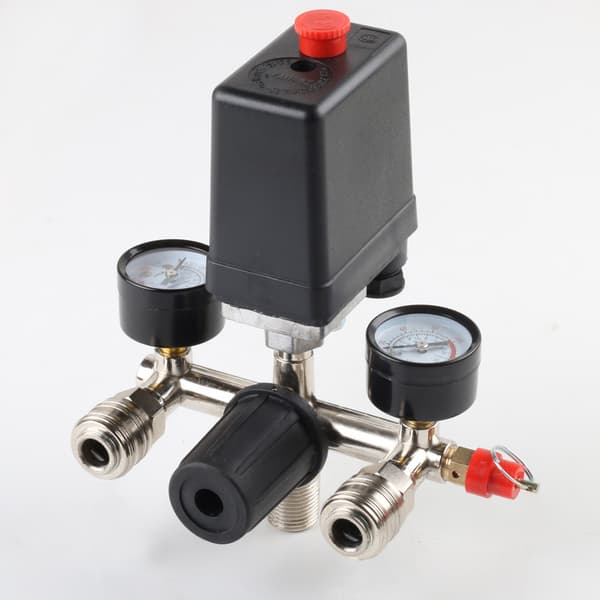 Trykkregulator med trykkbryter for kompressor Trykkbryter med 2 displayer