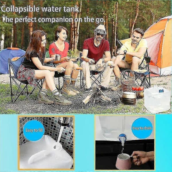 Vinterkampagne, 20l Sammenklappelig Vanddunk - Foldbar Dunk Drikkevand Drikkevandsdunk Vanddunk Vanddunk Vanddunk