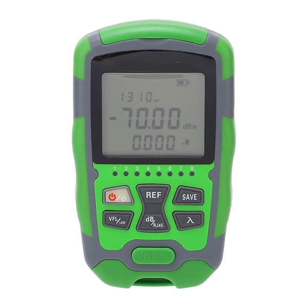 Fiberoptisk effektmåler, -70~+10dBm, genopladelig LCD-skærm, 20mW, 5-pak