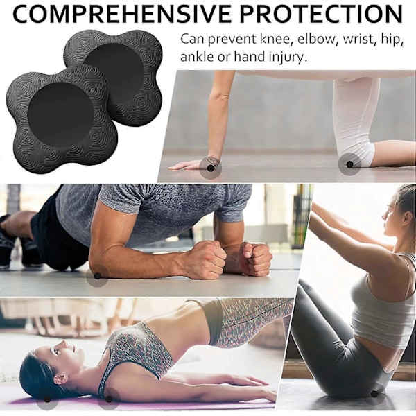 2-pack Yoga Knäskydd, Halkfria Yogamattor för Kvinnor Yoga Knästöd Bekväma och Lätta Yoga Knäskydd för Knän, Händer, Handleder Svart
