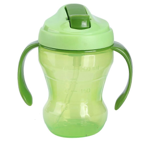 260ml Dobbel Håndtak Baby Barn Sklisikker Lekkasjesikker Vann Drikke Lærekopp (Grønn)