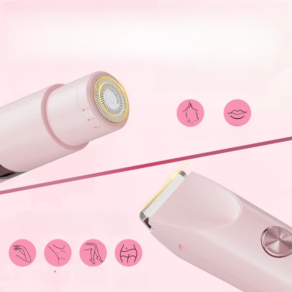 2-i-1 Elektrisk hårtrimmer, multifunksjonell, med digitalt display og vaskbar - Rosa - Enhet