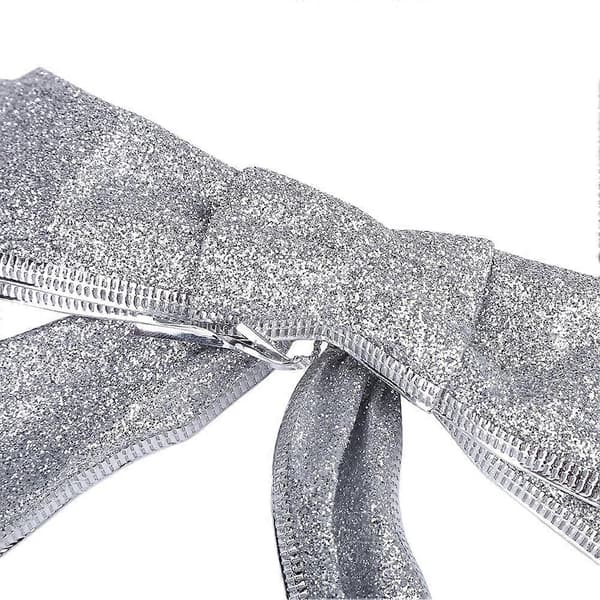 Julepynt Glitrende Bånd Sløyfe Juletre Henge Ornament (Sølv)