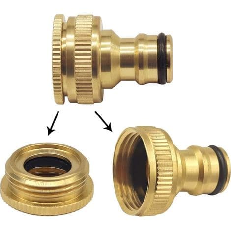 Solid messing hageslangekobling – 1/2\" og 3/4\" gjenget adapter – Rustfri – Rask, verktøyfri tilkobling