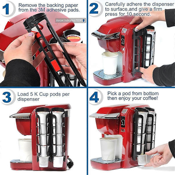 2 stk. Kaffekapselholder Sidemontering til K Cup Kapsler Dispenser til Enkelt- Kaffemaskiner Sort
