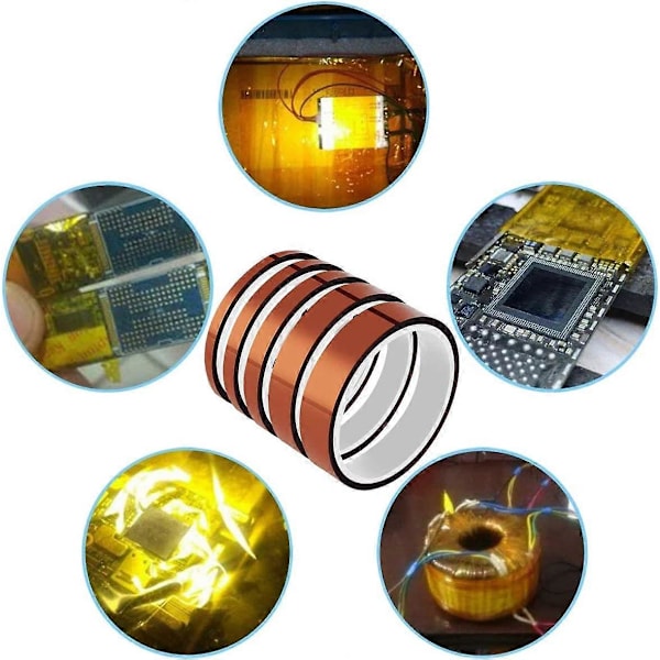 5 stk (4/6/8/12/15MM) Kapton Høytemperatur Varmebestandig Polyimid Tape KAPTON Limtape