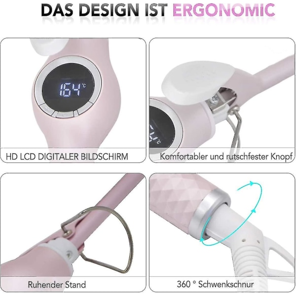 Locktång 9mm locktång -profi LCD-display hårrullare för små mini lockar, keramisk turmalin med handskar (140 -200 )