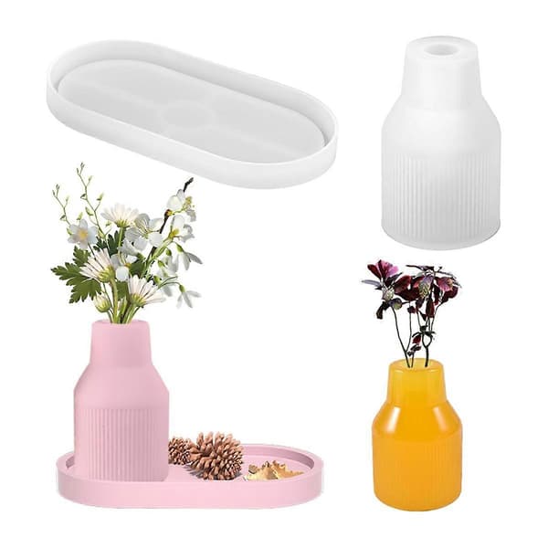 Silikonform för vas, silikonform vas, epoxihartsformar blomvas gjutformar silikonvas, D