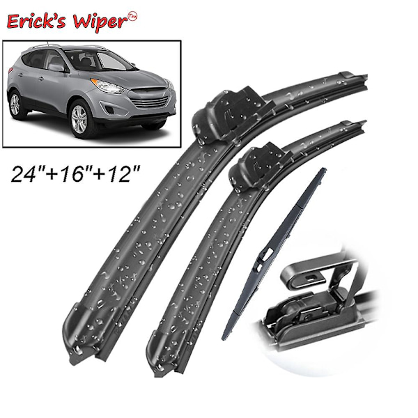 Erick's Vinduevisker Sæt Foran & Bag Til Hyundai Tucson Mk2 Ix35 2010 - 2015 Forrude Vindue 24\"