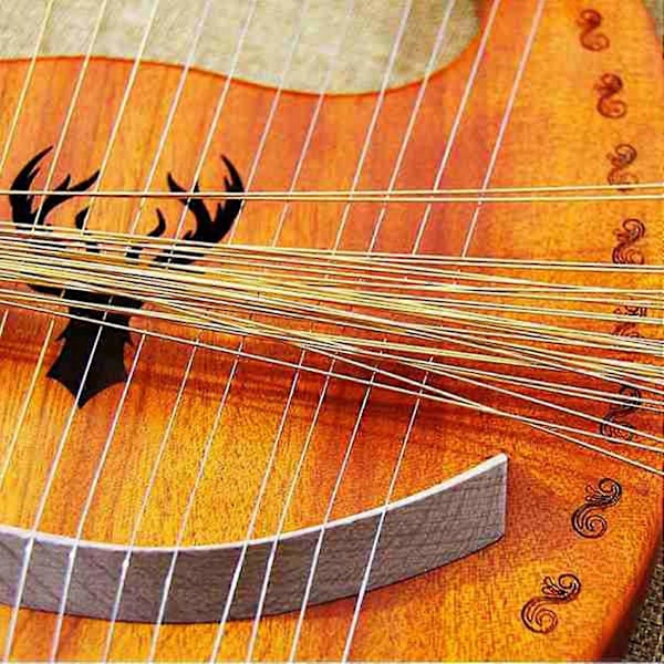10 stk Stemmeskruer & 10 stk Nitter, med L-formet Stemmenøkkel, 10 strenger Laiyaqin strenger for Lyre Harpe S