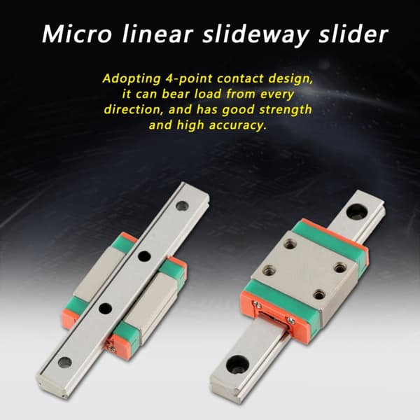 Miniatyr lineær skinne glideblokk - 7 mm bredde (1 stk, 55 mm)