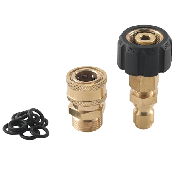 Adapterset för högtryckstvätt, snabbkoppling, M22 14 mm vridbar till M22 metrisk anslutning, M22-14 vridbar + 3/8 plugg, 3/8 snabbkoppling + M22 hane snabbkoppling