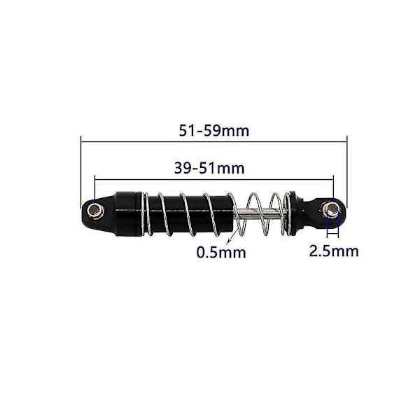 4 st metalldämpare för Trx4m -4m 1/18 Rc Crawler bil uppgraderingsdelar, svart